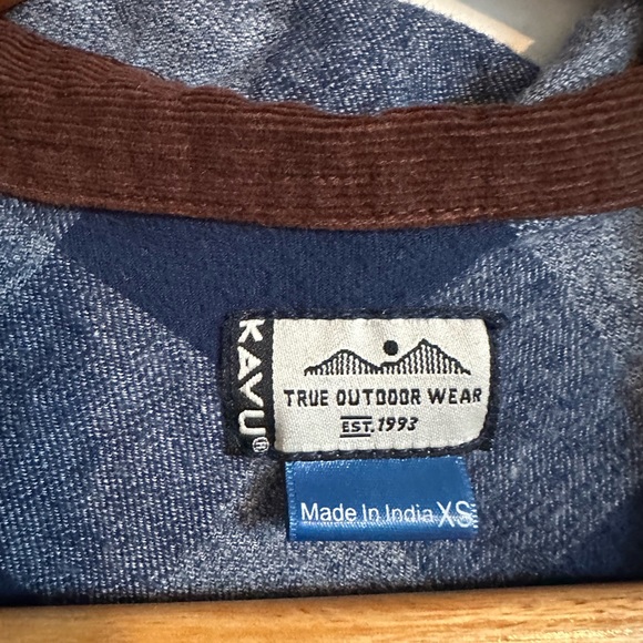 KAVU Blueberry Pie Blue Billie Jean Long Sleeve Flannel Button Down Top Size XS - Picture 8 of 12